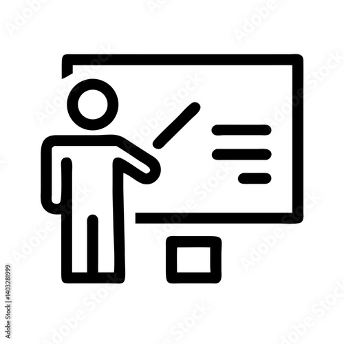 Instructor icon illustration with presentation board on a white background, educational design