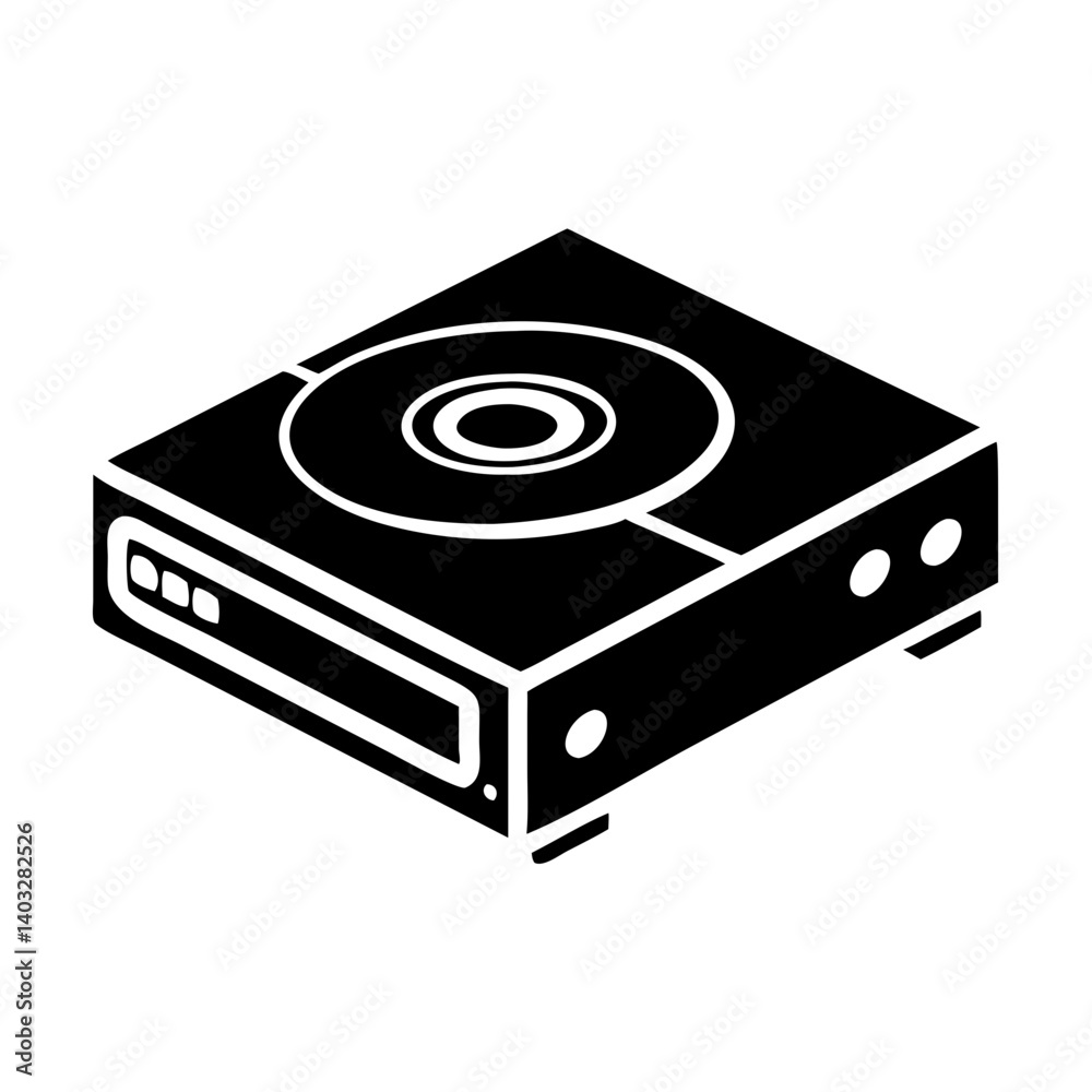 Fototapeta premium cd dvd player icon, cd dvd player silhouette vector illustration-simple silhouette illustration of cd dvd player, perfect for cd dvd player logos and icons