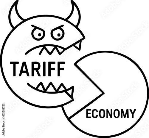 Import Tariffs trade impact concept. Drawing depicting tariff impact on the economy.