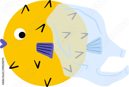 Fish Trapped in Plastic Packaging