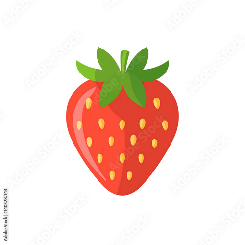 Fresh Organic Strawberry Illustration: Juicy Red Berries with Green Leaves – Seasonal Healthy Natural Snack