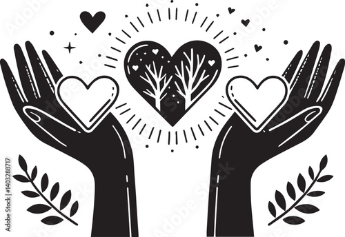 International day of Friendship icon, clip art, line art, silhouette art, Image, illustration, using solid black color and white background