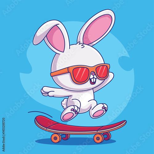 Cool Bunny Skating with Stylish Sunglasses in Motion