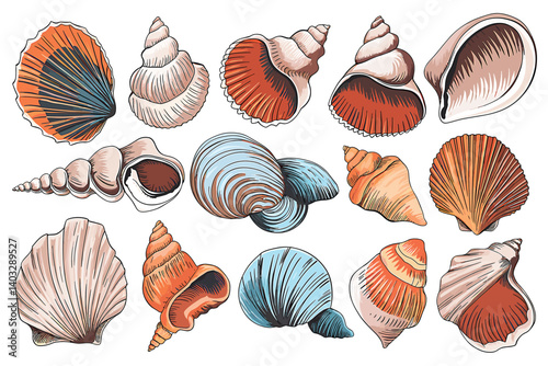 Diverse Seashell Collection Showcasing Unique Patterns and Colors