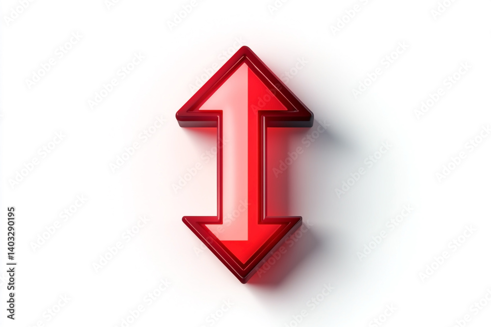 Red bright downward arrow icon on white background - bright warning or download symbol Red bright downward arrow icon on white background - bright warning or download symbol