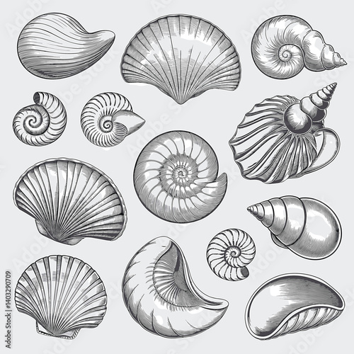 Intricate Seashells Showcasing Unique Shapes and Patterns