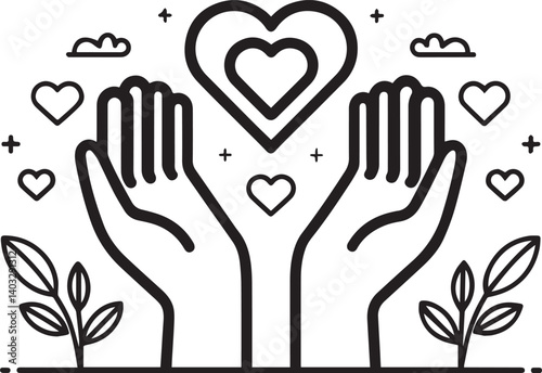 International day of Friendship icon,Best Friend Day, Friend's Day,clip art, line art, silhouette art, Image, illustration, using solid black color and white background
