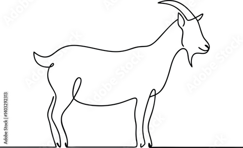Goat One continuous line drawing vector illustration