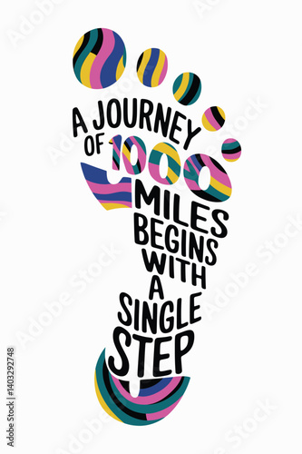Colorful Footprint with Inspirational Journey Quote