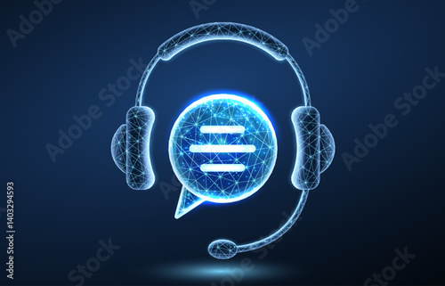 Customer service. Support call, live advice, phone bot, chat headphone