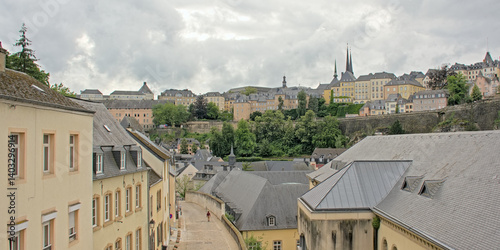 Fotografía High angle view on the city of Luxembourg on a cloudy summer day