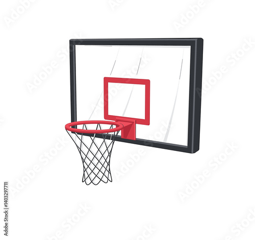 Basketball Hoop with Intricate Net on White Backboard