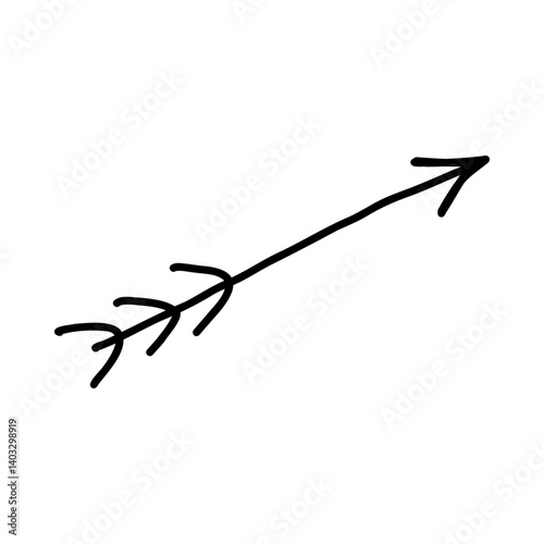 Cupid arrow in doodle style. Hand drawn cupid arrow, perfect for symbolizing love and romance on Valentines Day. Ideal cupid arrow design for decorations and greeting cards celebrating affection