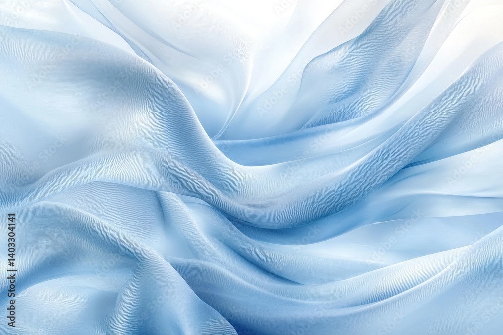 Fototapeta premium Light Blue Flowing Fabric Draped with Gentle Waves