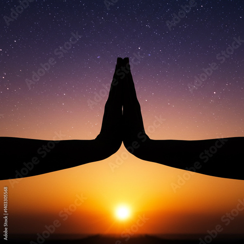 Silhouette of Hands Joining...