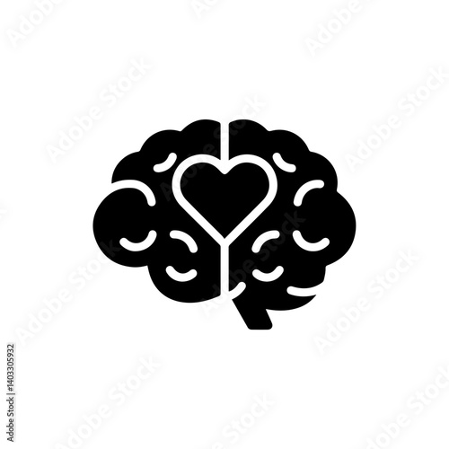 Brain with Heart Inside Symbolizing Balanced Intellectual and Emotional Growth Icon