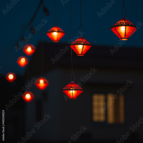 Festive String of Red and Y...