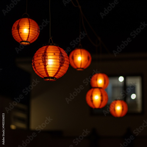 Warmly Lit Orange Paper Lan...