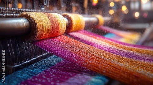 Obraz na płótnie Colorful textile production process w salonie