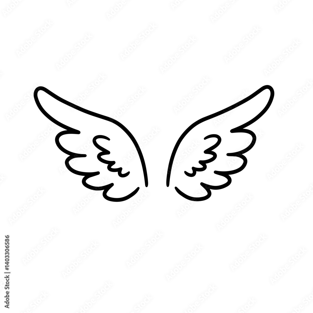Angel Wings Outline Design for Easter Celebrations  