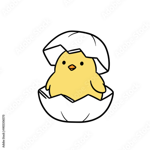 Chick hatching in egg celebrating Easter  