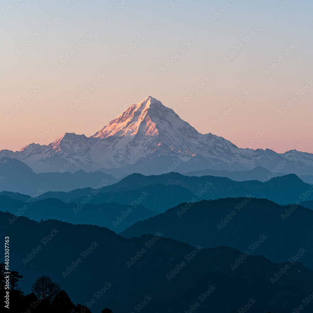 Majestic Mountain Range at Dawn with Soft Hues Majestic Mountain Range at Dawn with Soft Hues