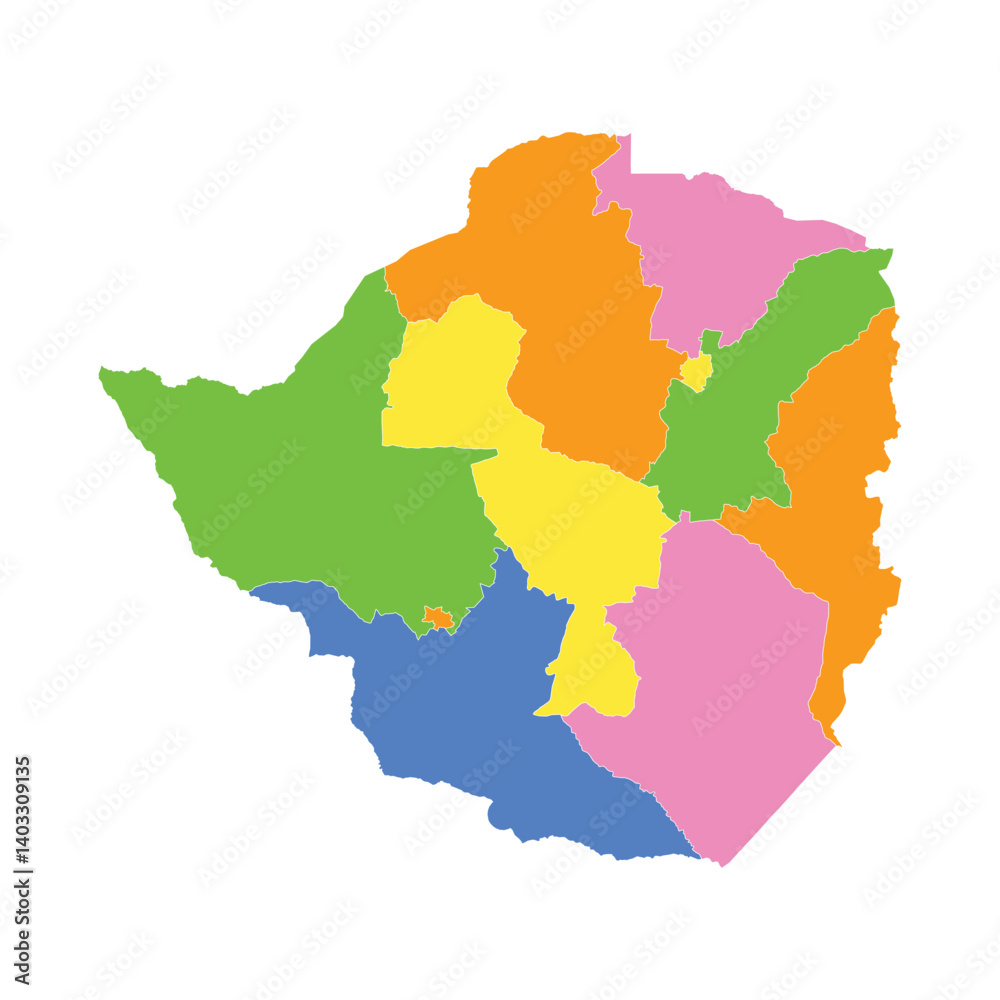 Obraz premium Zimbabwe Color Area Map