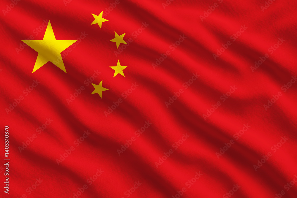 Waving flag of China, Chinese flag blowing in the wind, full frame smooth fold Waving flag of China, Chinese flag blowing in the wind, full frame smooth fold