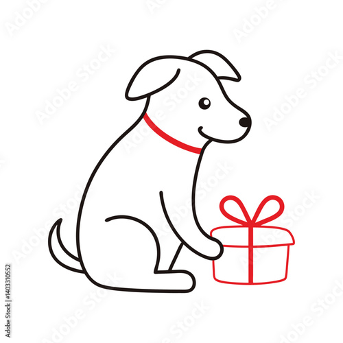 puppy with gift