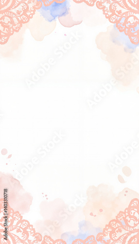 Delicate vintage lace border in soft pastel colors, elegance and romance