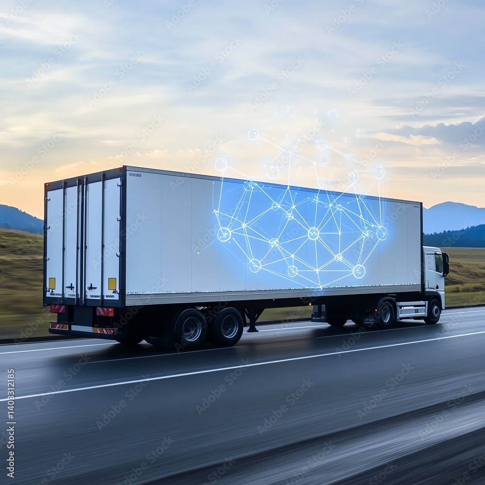 Smart trailer with tracking device overlay, IoT in logistics Smart trailer with tracking device overlay, IoT in logistics