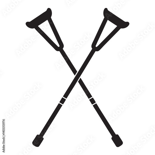  Crossed Crutches Medical Aid Icon, silhouette crossed crutch icon, vector illustration