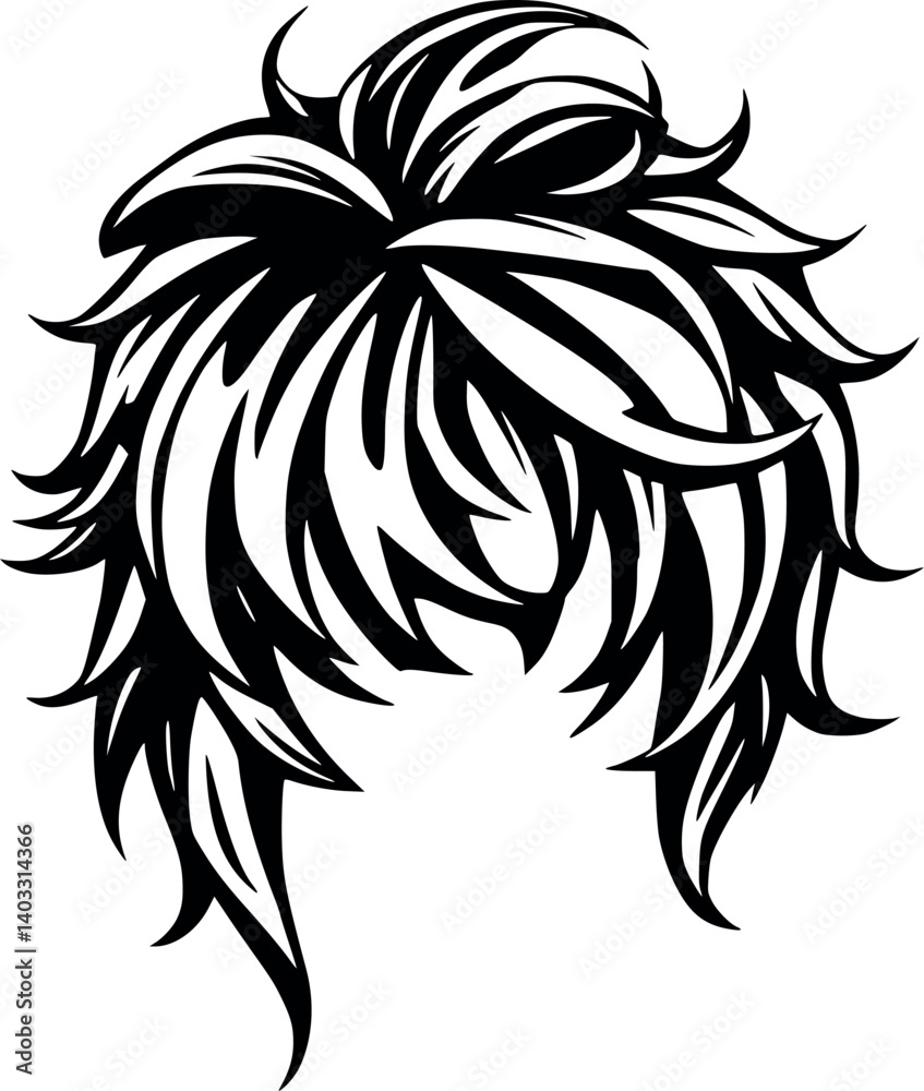 Crimped hairstyle in outline style. Unique and stylish vector illustration.