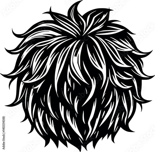 Crimped hairstyle in outline style. Unique and stylish vector illustration.