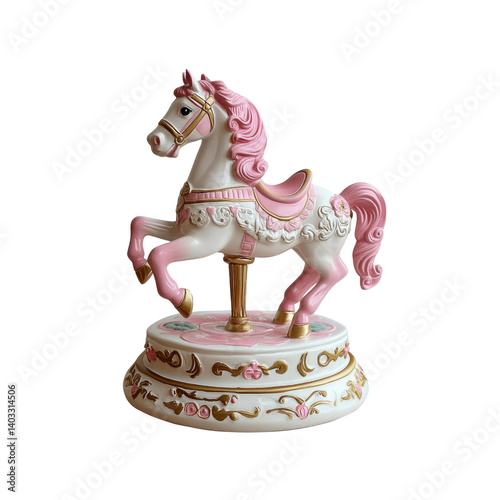 Elegant Pink Carousel Horse Figurine