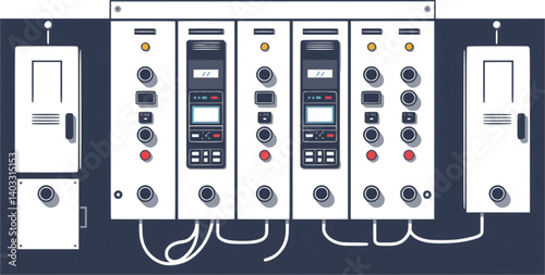 Outline vector illustration of an electrical switchgear panel