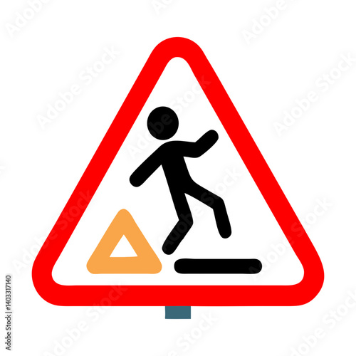 Wallpaper Mural Illustration of a caution sign indicating an accident-prone area, often used in road safety contexts to alert drivers and pedestrians to high-risk zones. Torontodigital.ca