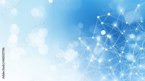 High-tech digital network grid with blue glowing lines and floating data nodes, 3D perspective, representing global connectivity and information flow.