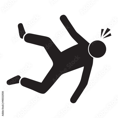 Slippery floor road vector icon on white background. Fall falling danger accident eps vector sign