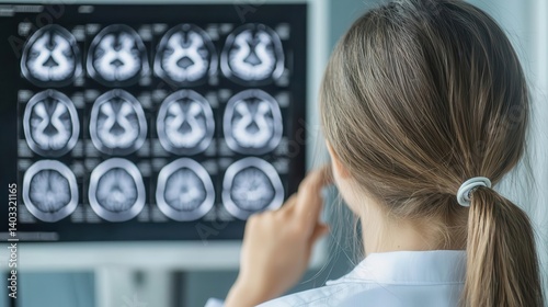 Pediatric neurologist reviewing MRI of child with epilepsy symptoms