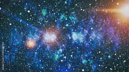 Stellar Animation of Space Travel with Flowing Stars and Two Suns in the Distance