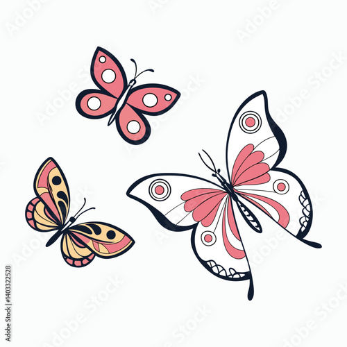 Butterfly Vector Silhouettes and Designs and colourfull butterfly bundle