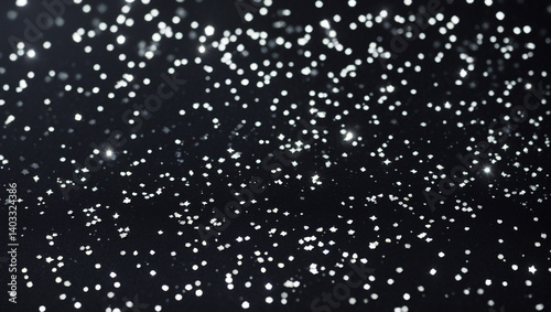 A mesmerizing cosmic dust storm, a celestial ballet of glittering stardust, captured in a dark, ethereal glow.