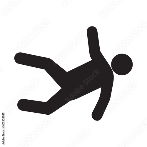 Slippery floor road vector icon on white background. Fall falling danger accident eps vector sign