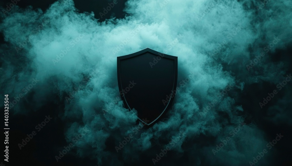 Fototapeta premium Dark shield in teal smoke
