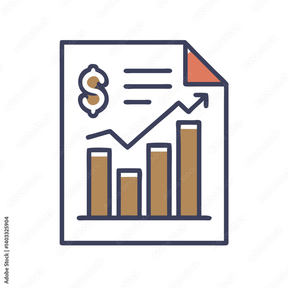 Profit and Loss Chart with Increasing Trends and Financial Symbols Profit and Loss Chart with Increasing Trends and Financial Symbols