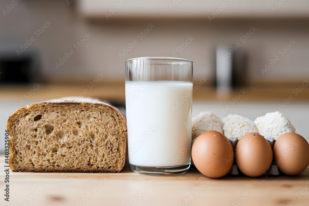 Whole Wheat Bread Milk Eggs Breakfast Food Photography Whole Wheat Bread Milk Eggs Breakfast Food Photography