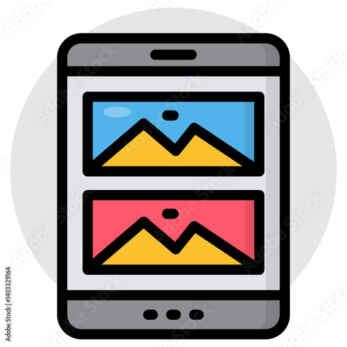 Conceptual flat design icon of mobile gallery 