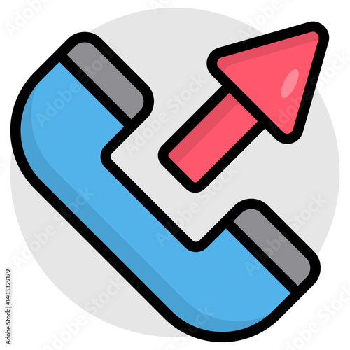 A flat design icon of outgoing call