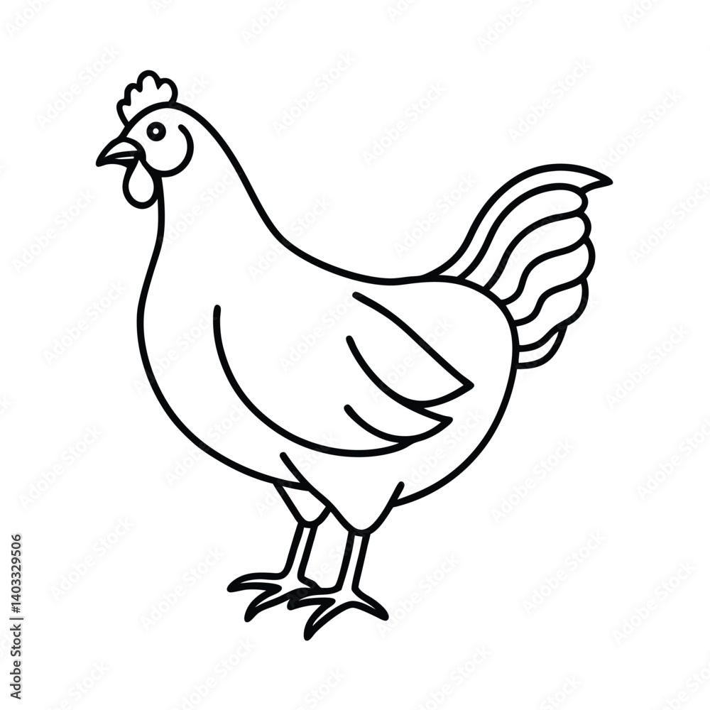 Fototapeta premium Simple Line Art Illustration of a Chicken